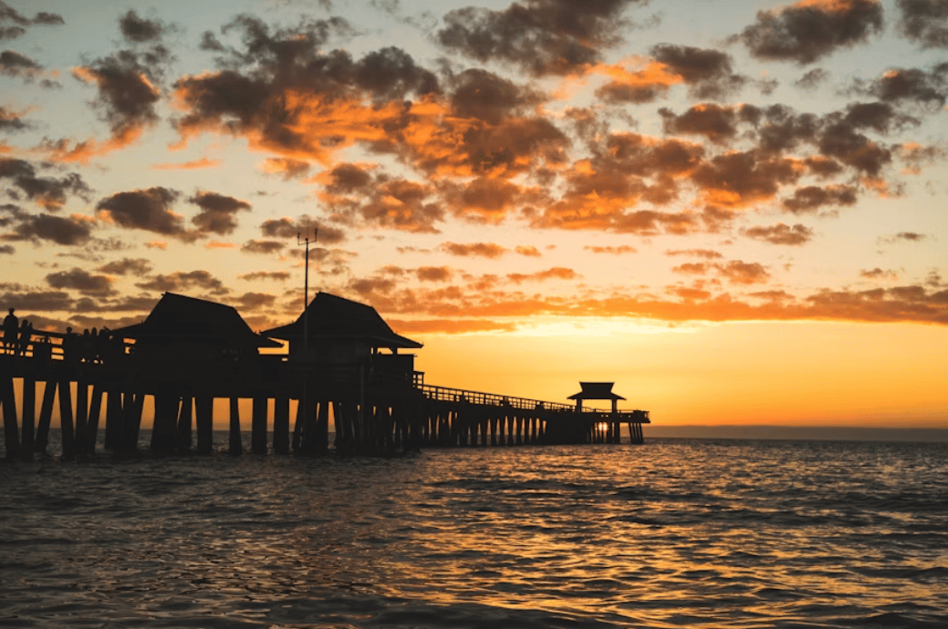 Sunset view along the coastal in Naples, Florida