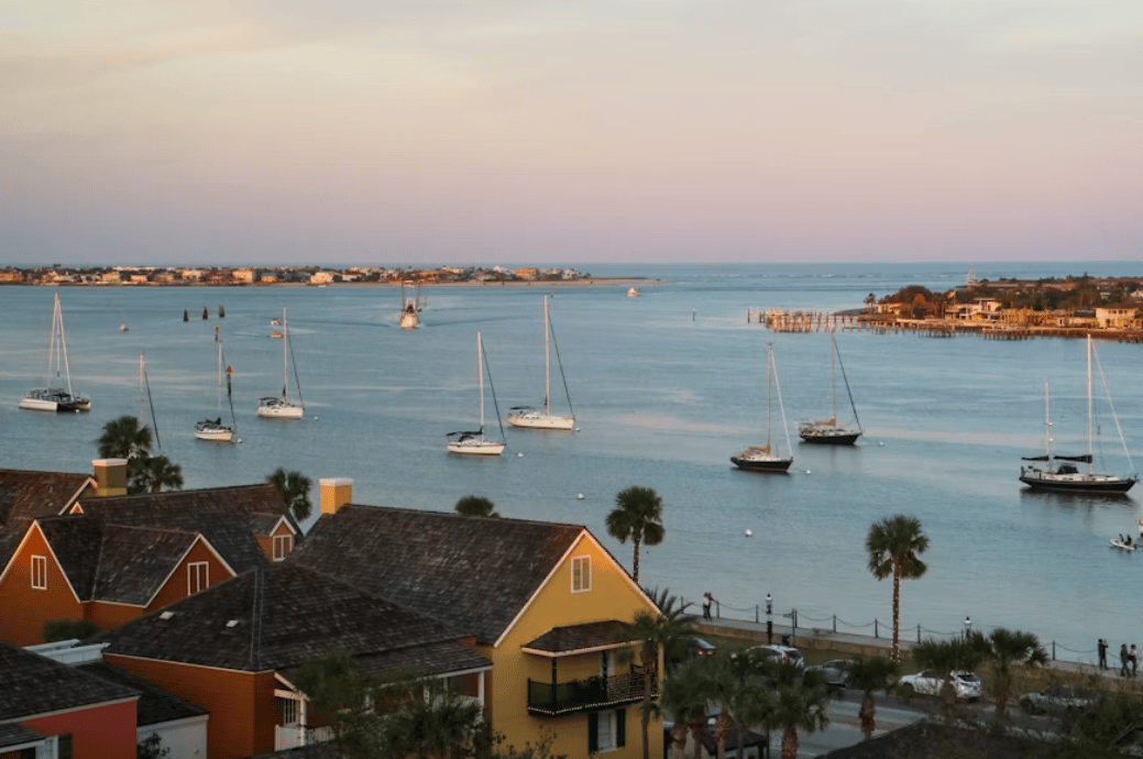 Sailboat in the sunset at St. Augustine, Florida