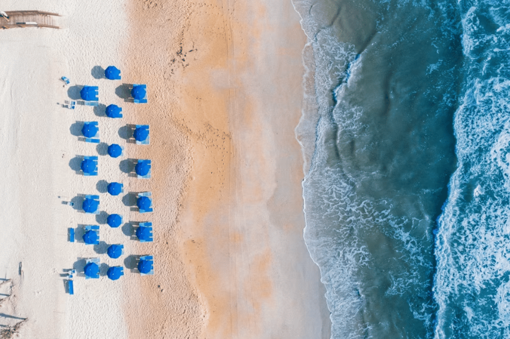 A stunning aerial view of a beach in Palm Coast, Florida